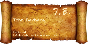 Tohr Barbara névjegykártya